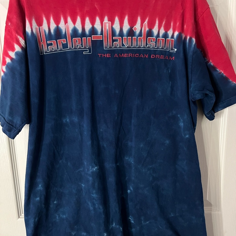 Harley-Davidson Red and Blue Short Sleeve Tee